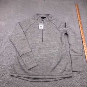 Volvo Womans Crane Knit Half‎ Zip Size M Heather Grey Pullover Raglan Sporty